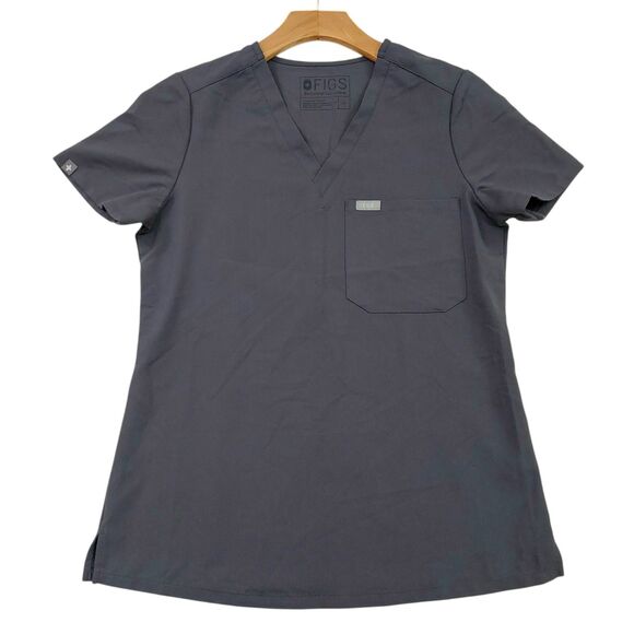 Figs Scrub Top Womens XS Gray Catarina One-Pocket Short Sleeve Work Uniform - Picture 1 of 11
